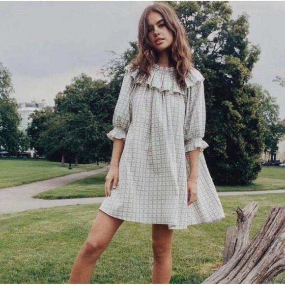 Christy Dawn Dresses & Skirts - Christy Dawn Cream Plaid Mini Dress
